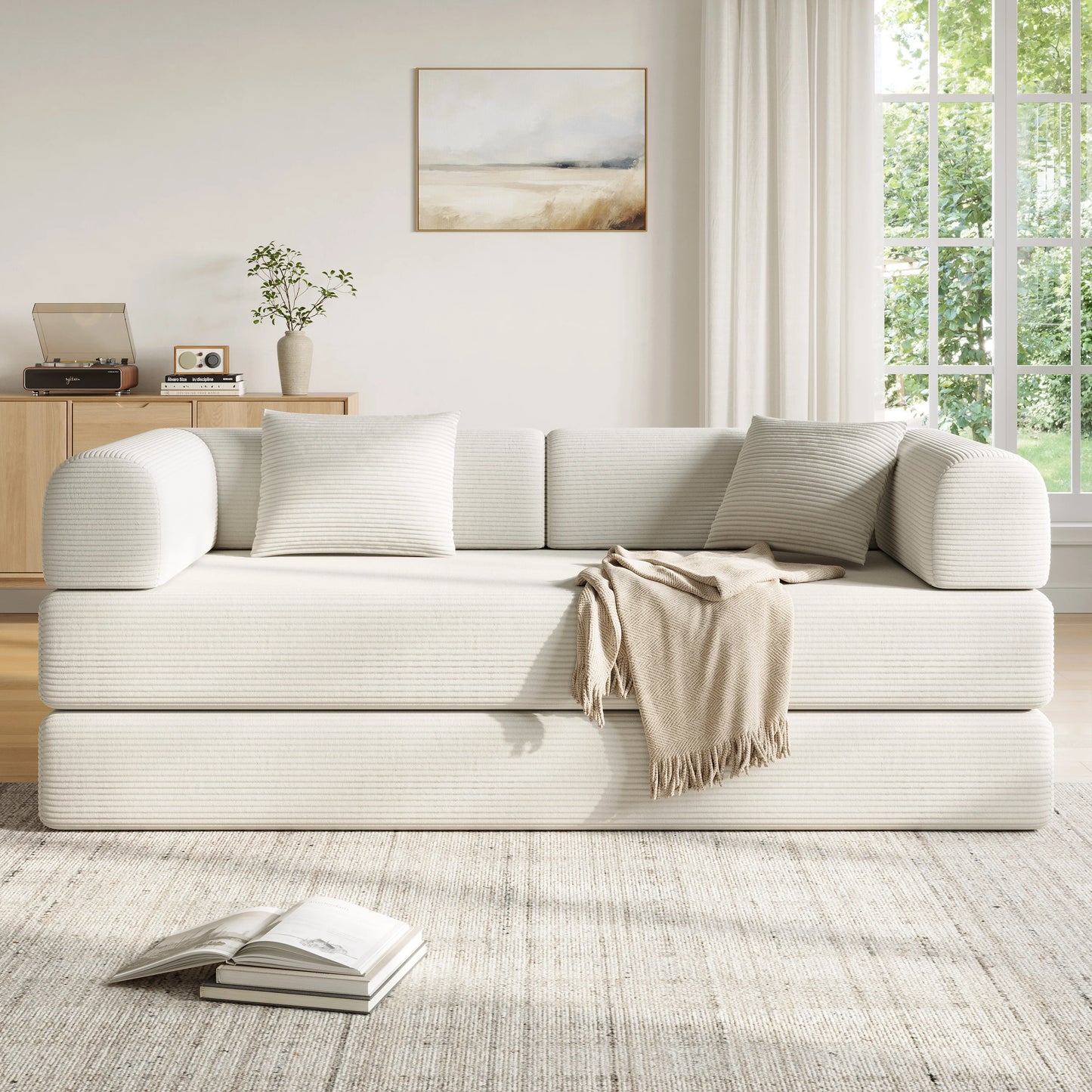 Convertible Floor Sofa Bed With Fixed Shape Frame 5 In 1 Living Room Sofa