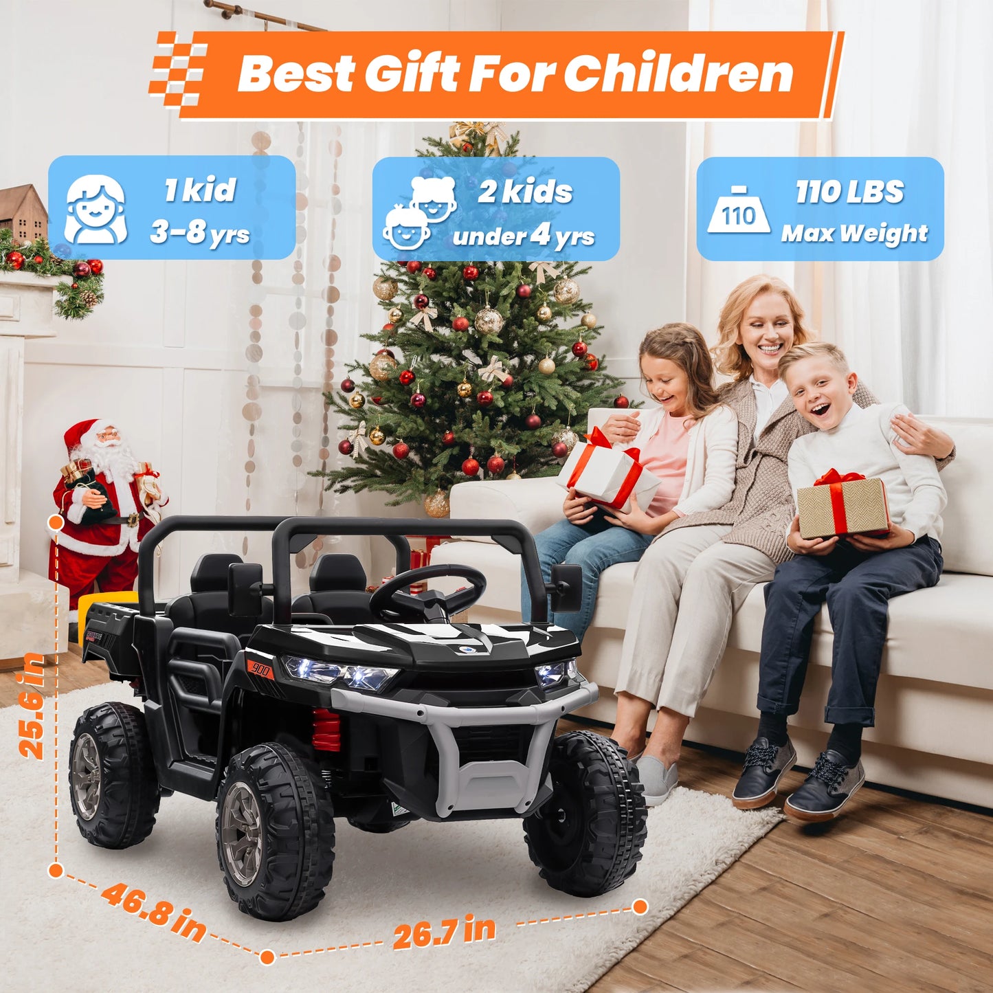 24V Ride On Dump Truck 2 Seater Kids UTV Electric Car Remote