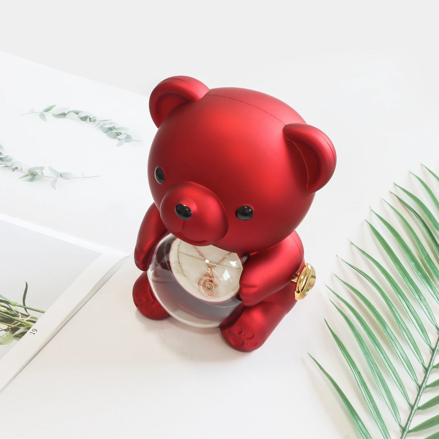 Eternal Rose Bear Gift Box With Necklace And Jewelry Box