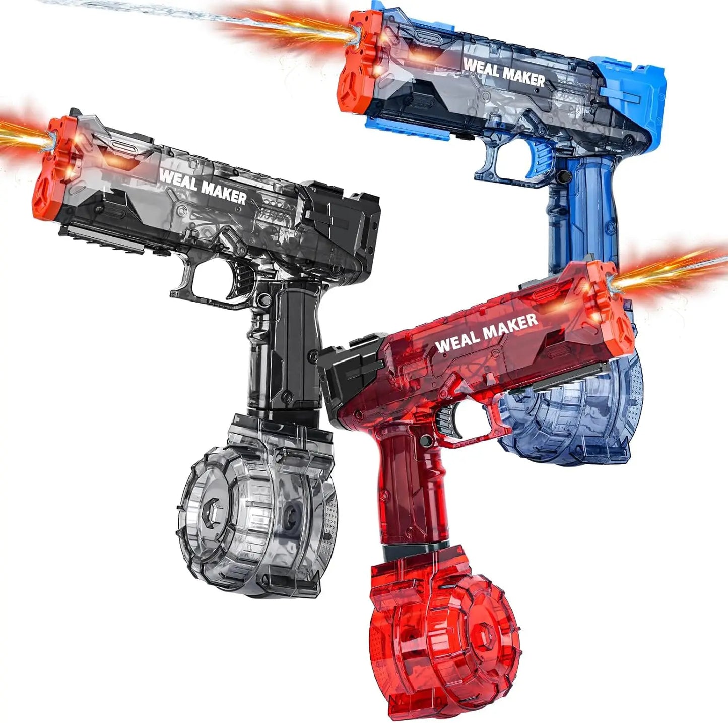 3 Pack LED Water Guns USB C Charging Auto Squirt Up To 30 Ft Outdoor Summer Toys