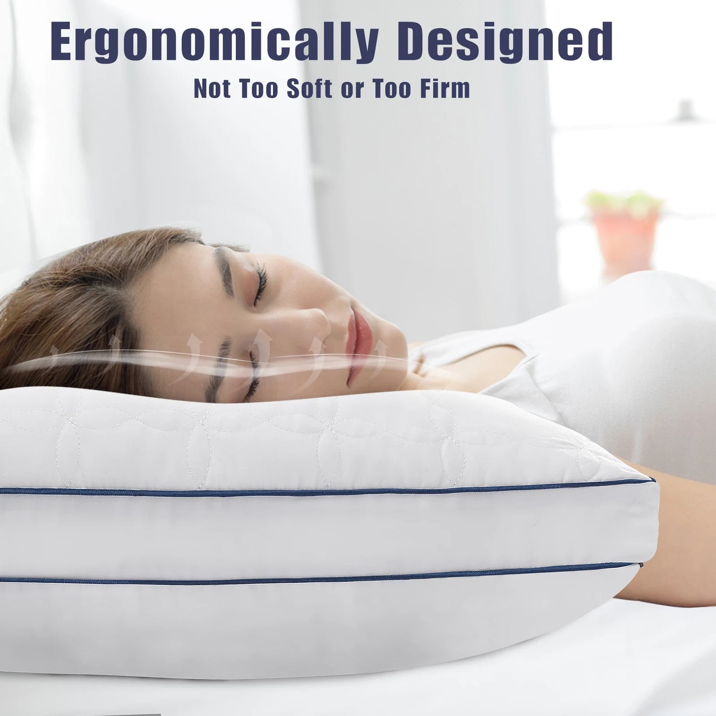 BedStory 2 Pack Pillows Standard and Queen Size Soft Down Alternative Fill