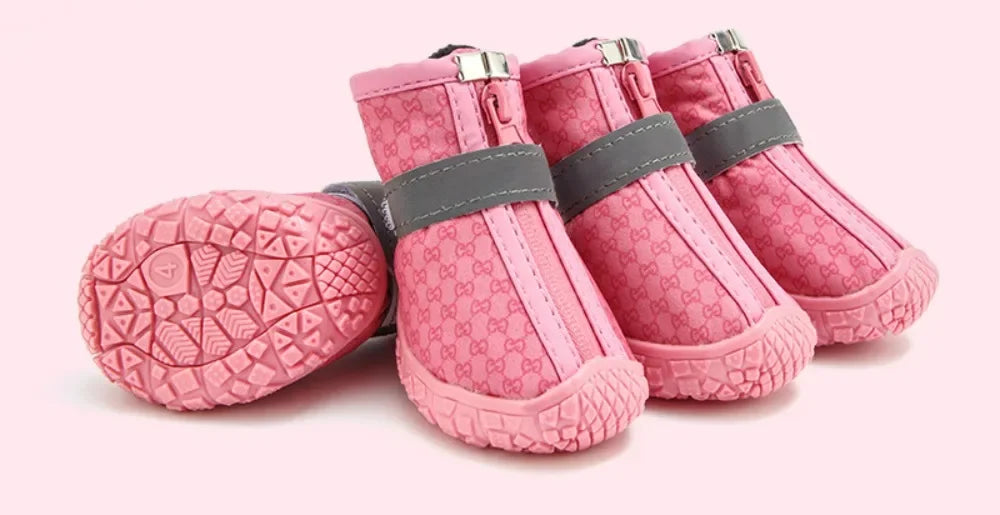 4 Pcs Dog Waterproof Shoes Rain Boots Reflective Strip Anti Slip For Small Pets