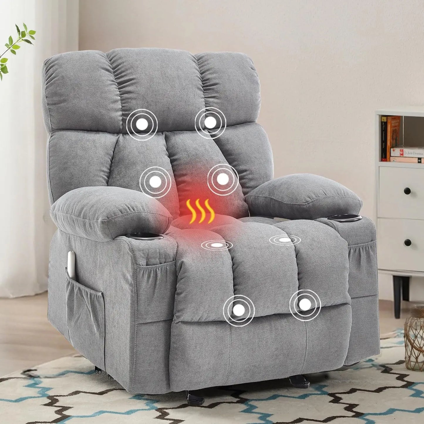 Ergonomic Massage Rocker Recliner With Heat And Vibration