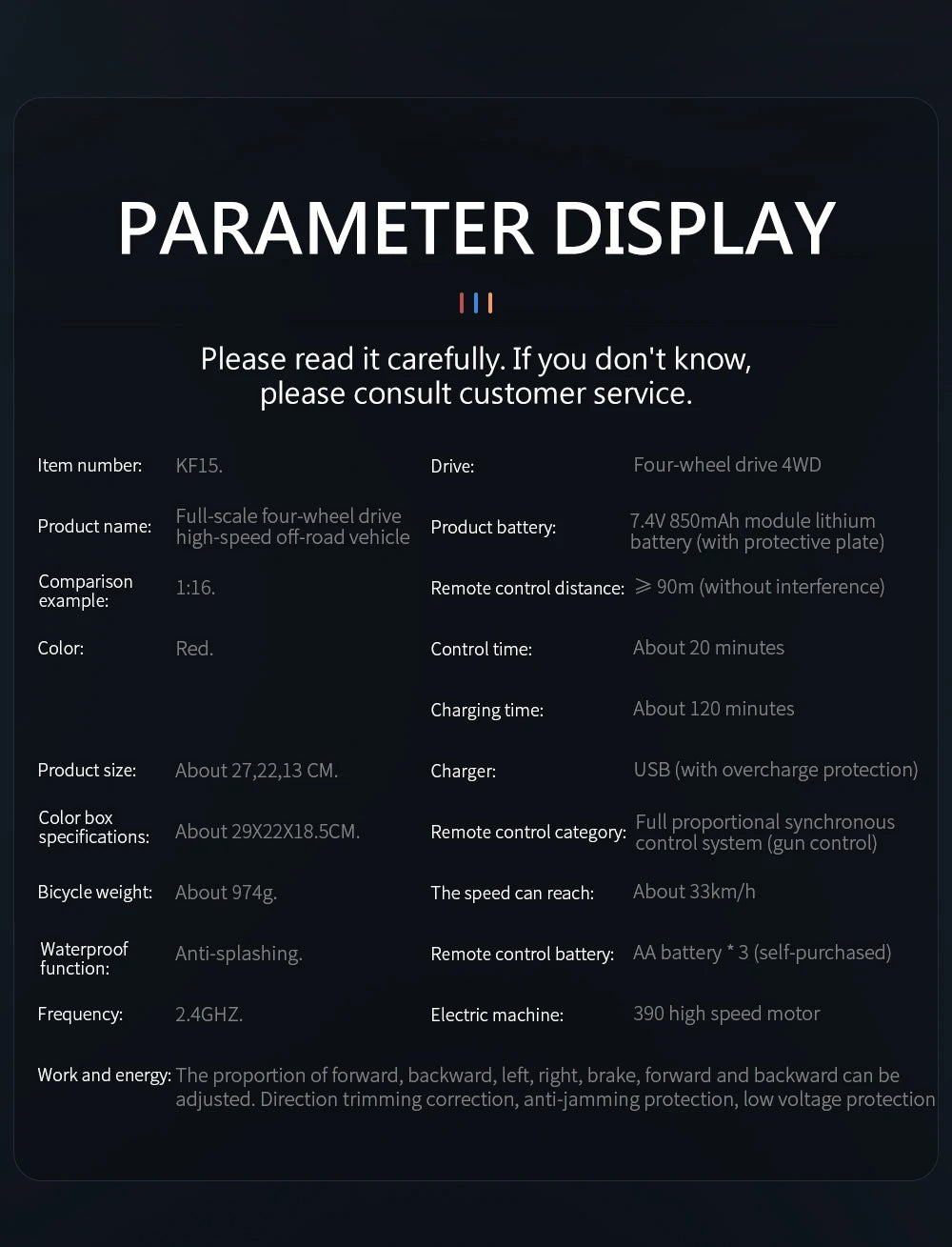 KF15 RC Car 1:16 Scale High Speed 40kmh Off Road Drift 2.4G Remote