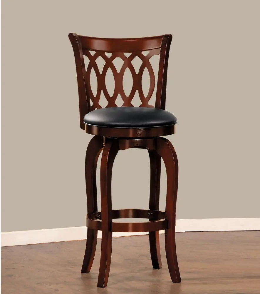 Comfortable Swivel Pub Height Chair Dark Cherry Faux Leather