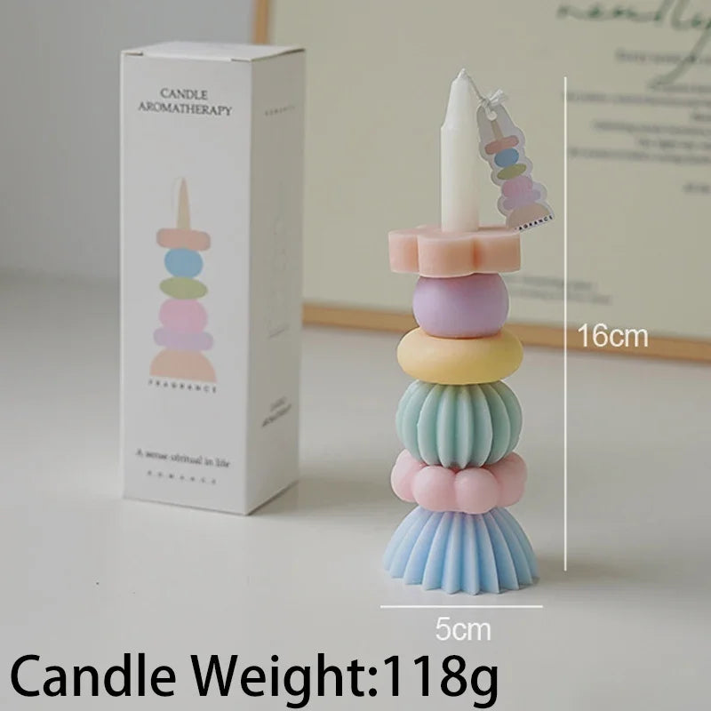 Stackable Geometry Scented Soy Wax Candles For Weddings Parties Home Decor Gifts