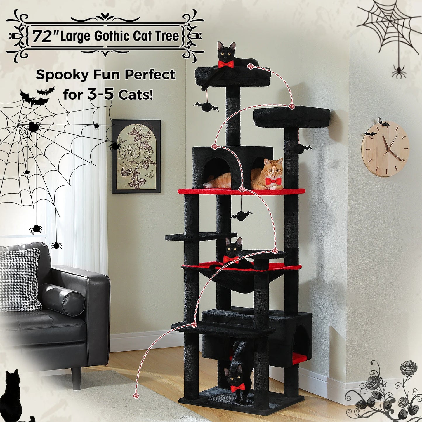 Large Cat Tree Tower Indoor Cats With Sisal Posts Hammock