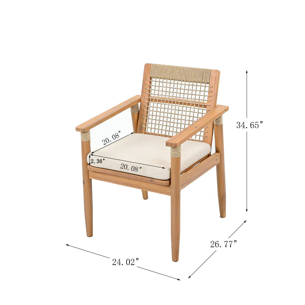 Acacia Wood Outdoor Dining Set 7 Pieces With Cushions 6 Chairs And Large Table