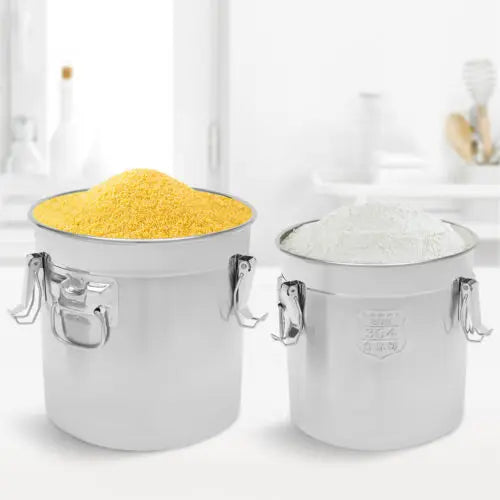 21L 33L Airtight Rice Bucket Canister Food Storage Container 304 Stainless Steel