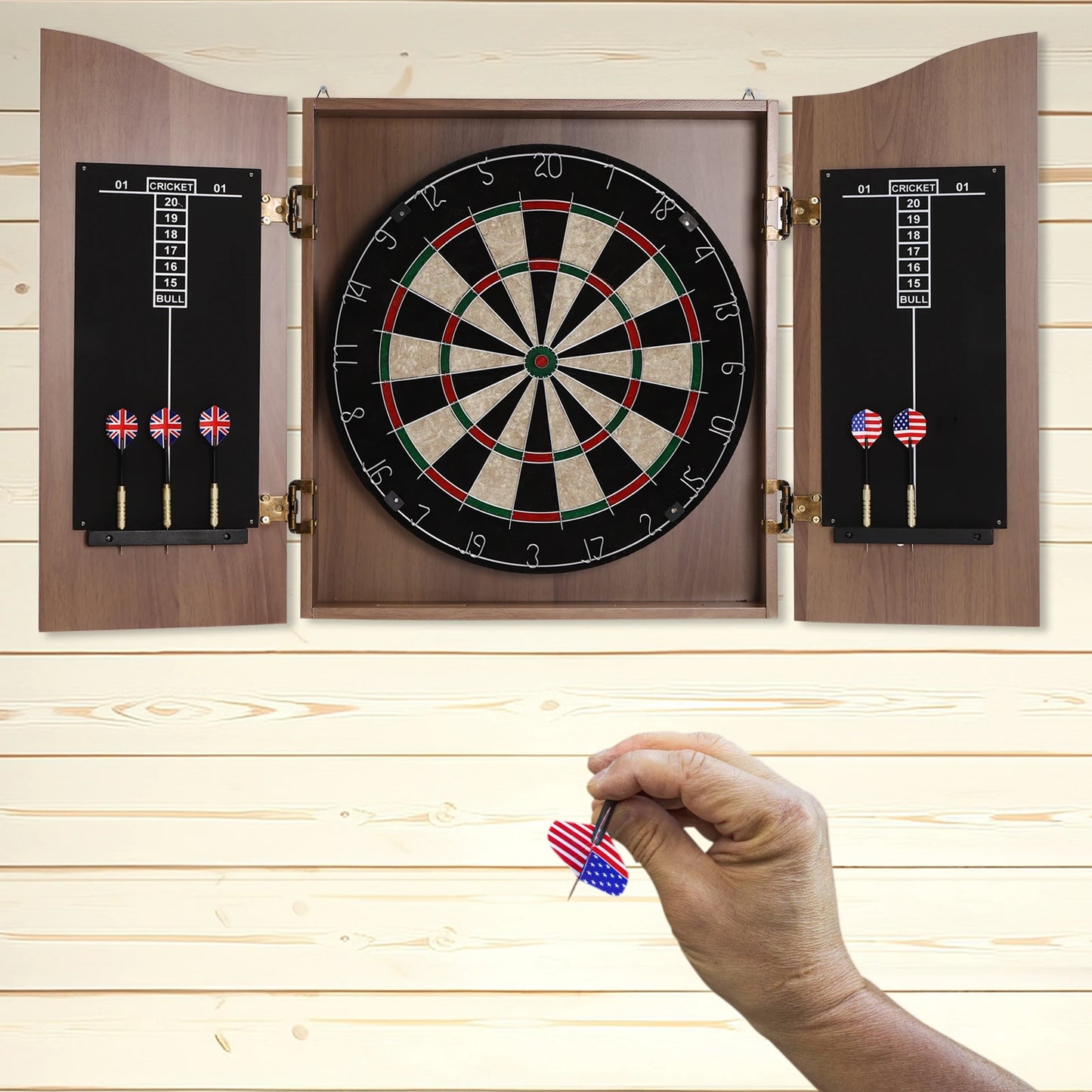 Premium Wall Mounted Dartboard Set With Cabinet Home Office
