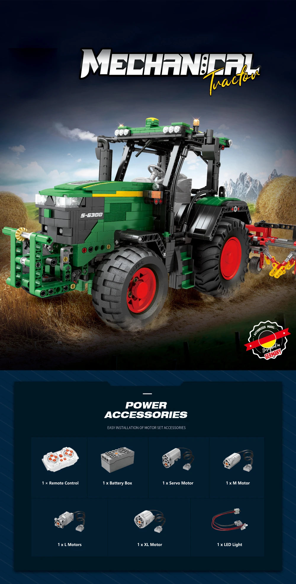 Farm Tractor Building Blocks Set 1828 Pieces Remote Control Toy Ages 14 And Up