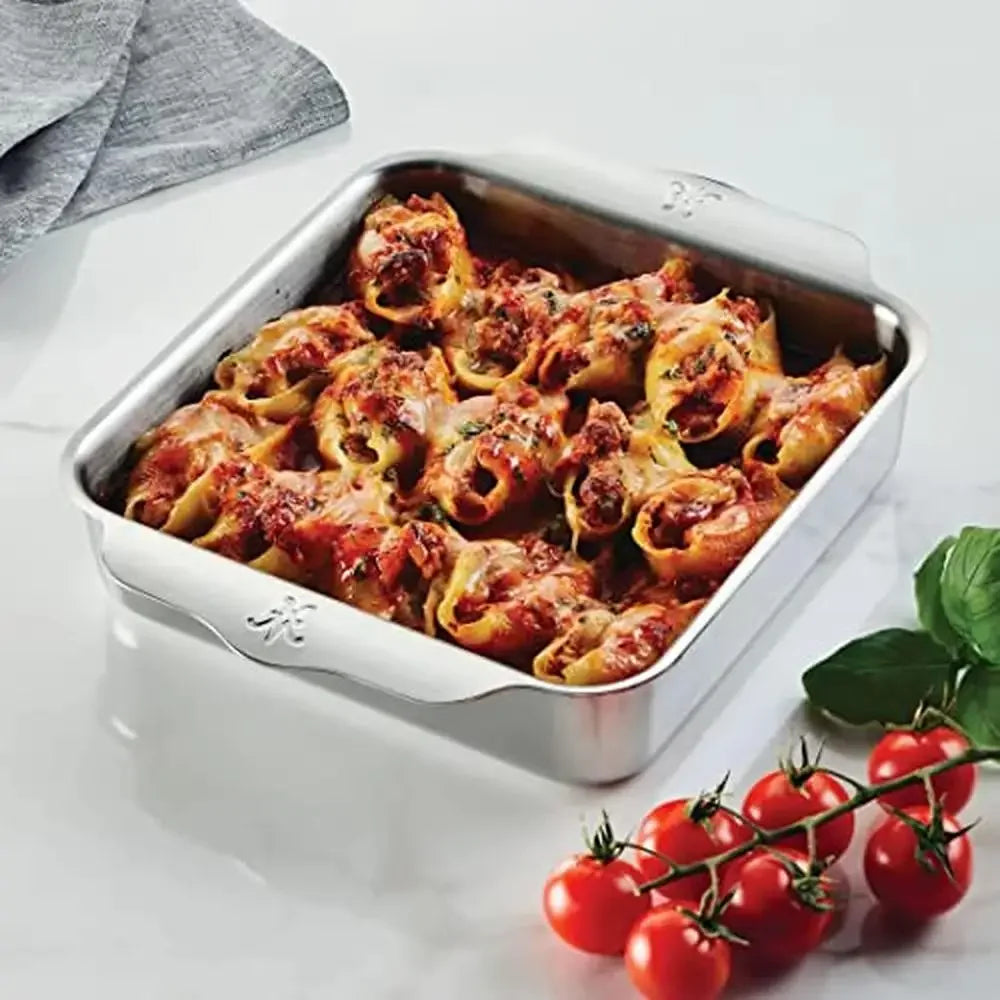 Stainless Steel Baking Sheet Set 5 Piece Ovenware Collection Triple Bonded Aluminum Core Brushed Surface Warp Resistant 18 Inch x 13 Inch