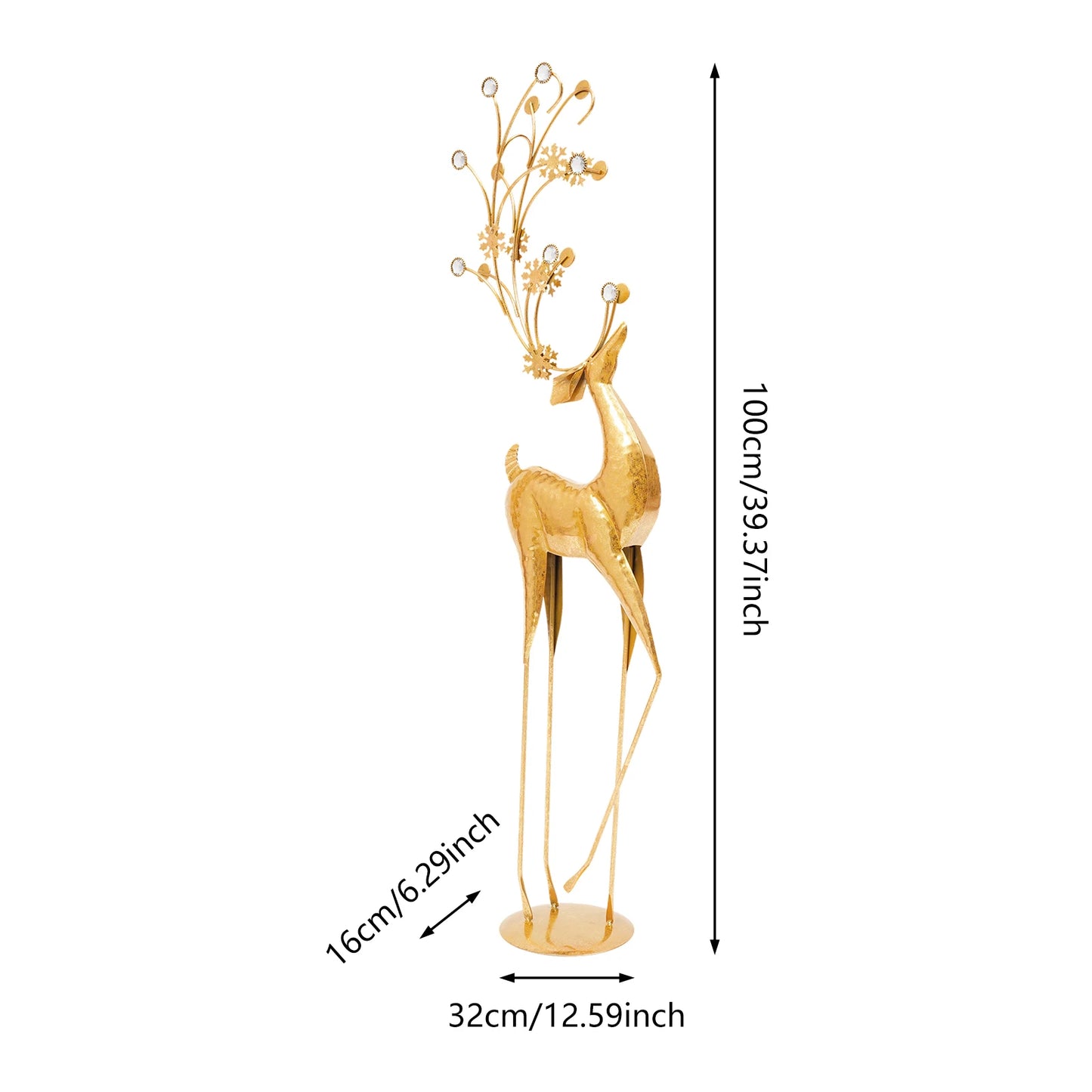 Gold Reindeer Christmas Indoor Large Statue Decor Display