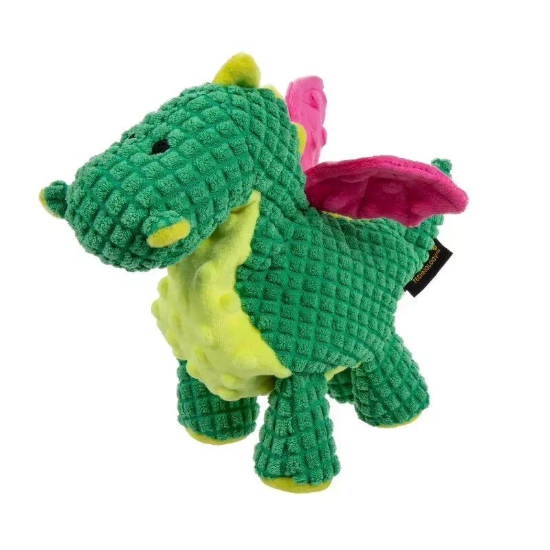 Dragon Plush Dog Toy Squeaky Chew Resistant Interactive