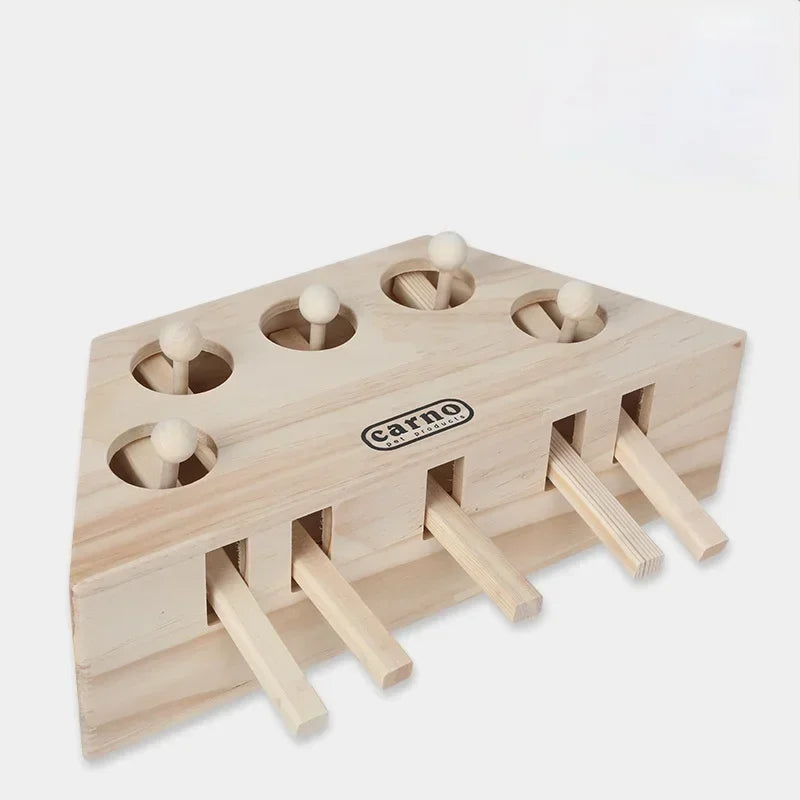 Cat Hunt Toy Chase Mouse Wood Maze For Cats Catnip Fun