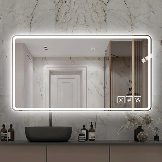 48 By 32 Inch LED Bathroom Mirror Anti Fog Vanity Wall Mount