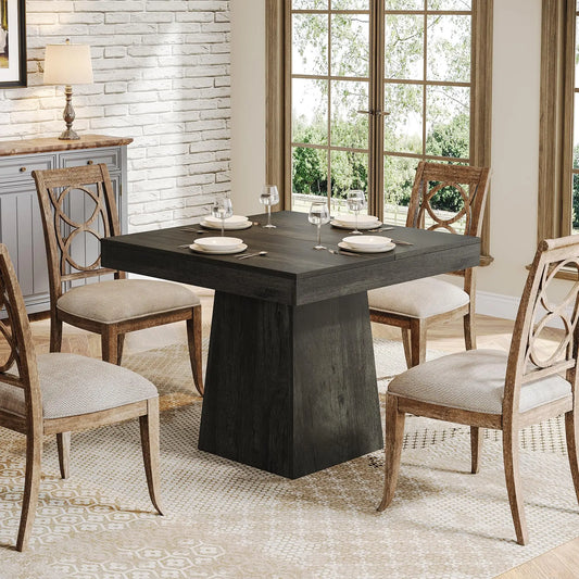 Tribesigns Square Dining Table For 4 With Pedestal Base