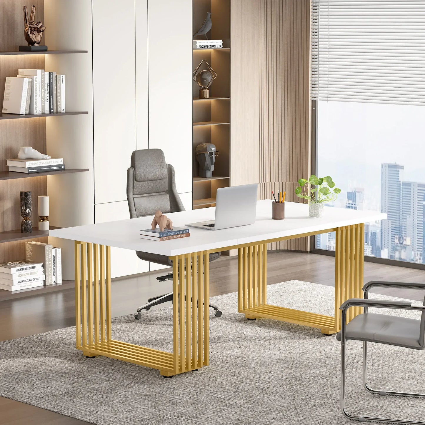 Tribesigns Office Desk 70.9 Inch Wooden Computer Desk
