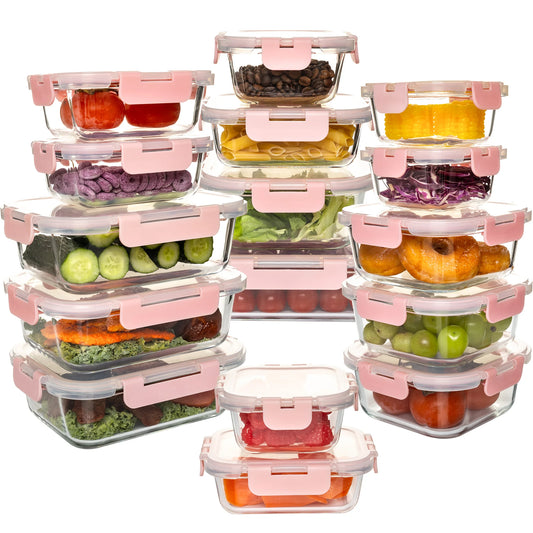 16 Piece Glass Food Storage Set Leakproof Airtight BPA Free Microwave Safe Oven