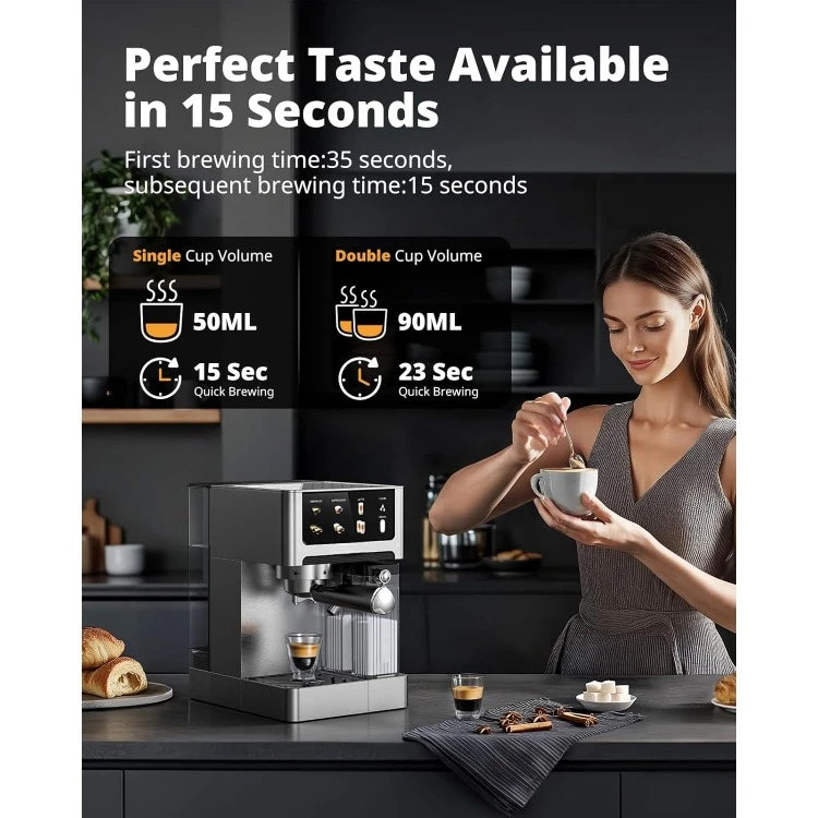 Espresso and Cappuccino Machine - 20 Bar Dual Boiler Latte Machines with Automatic Milk Frother - 3 in 1 Coffee Maker wi