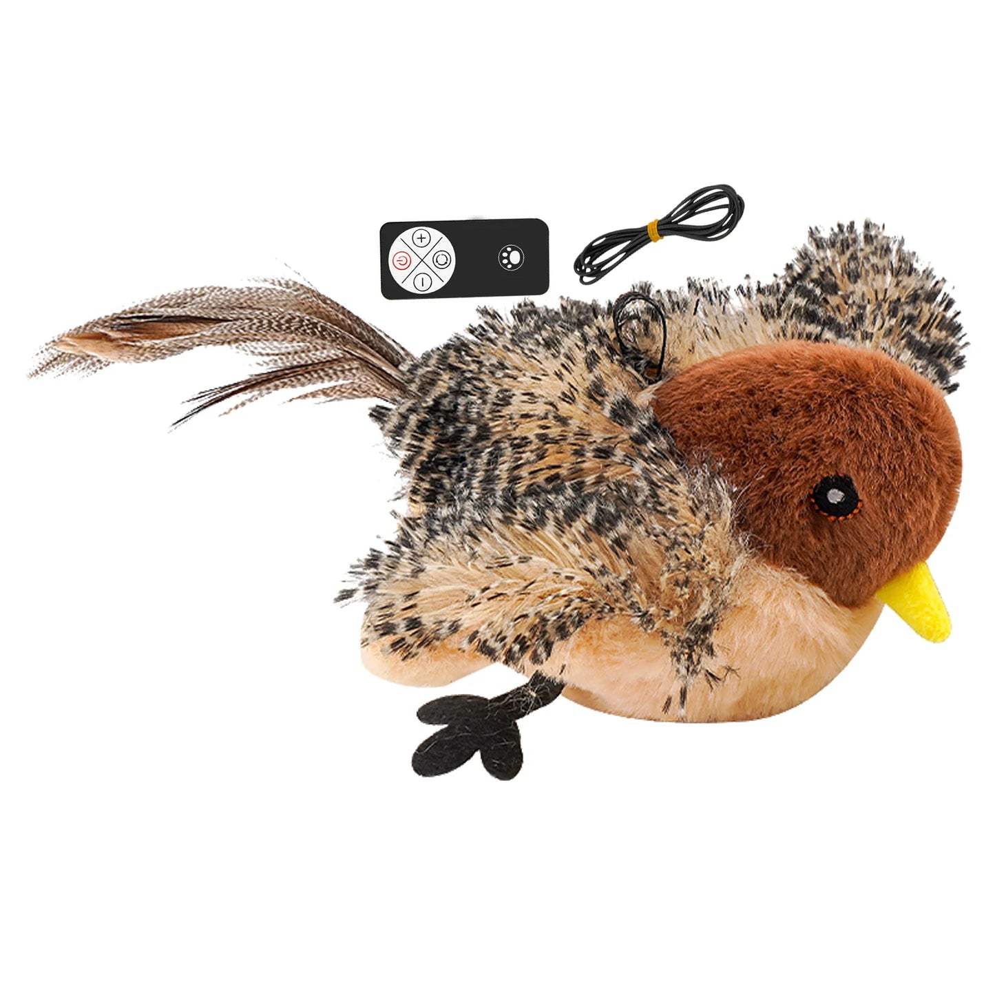 Remote Control Chirping Bird Plush Toy for Kitten and Cat