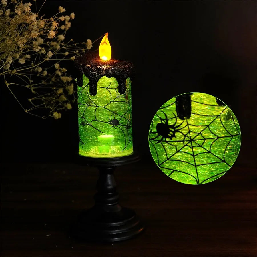 Halloween Globe Candles Battery Operated Spooky Spinning