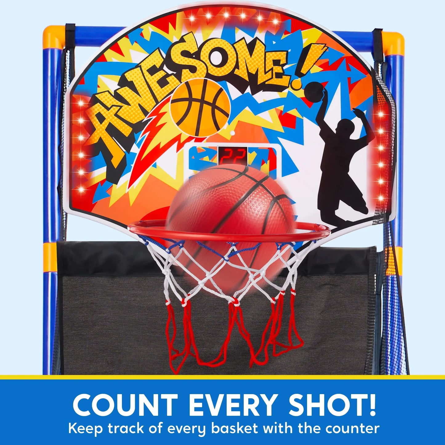 Joyfy LED Basketball Arcade Game With 4 Balls Adjustable Height 44 To 55 Inches