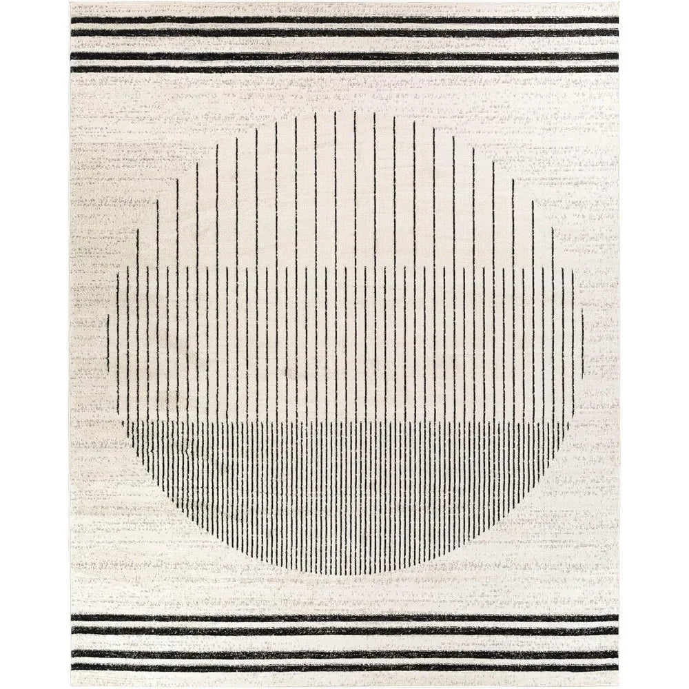 9x12 Neerbosch Modern Light Gray Area Rug Geometric Grey Black White Carpet for Living Room and Outdoor Use