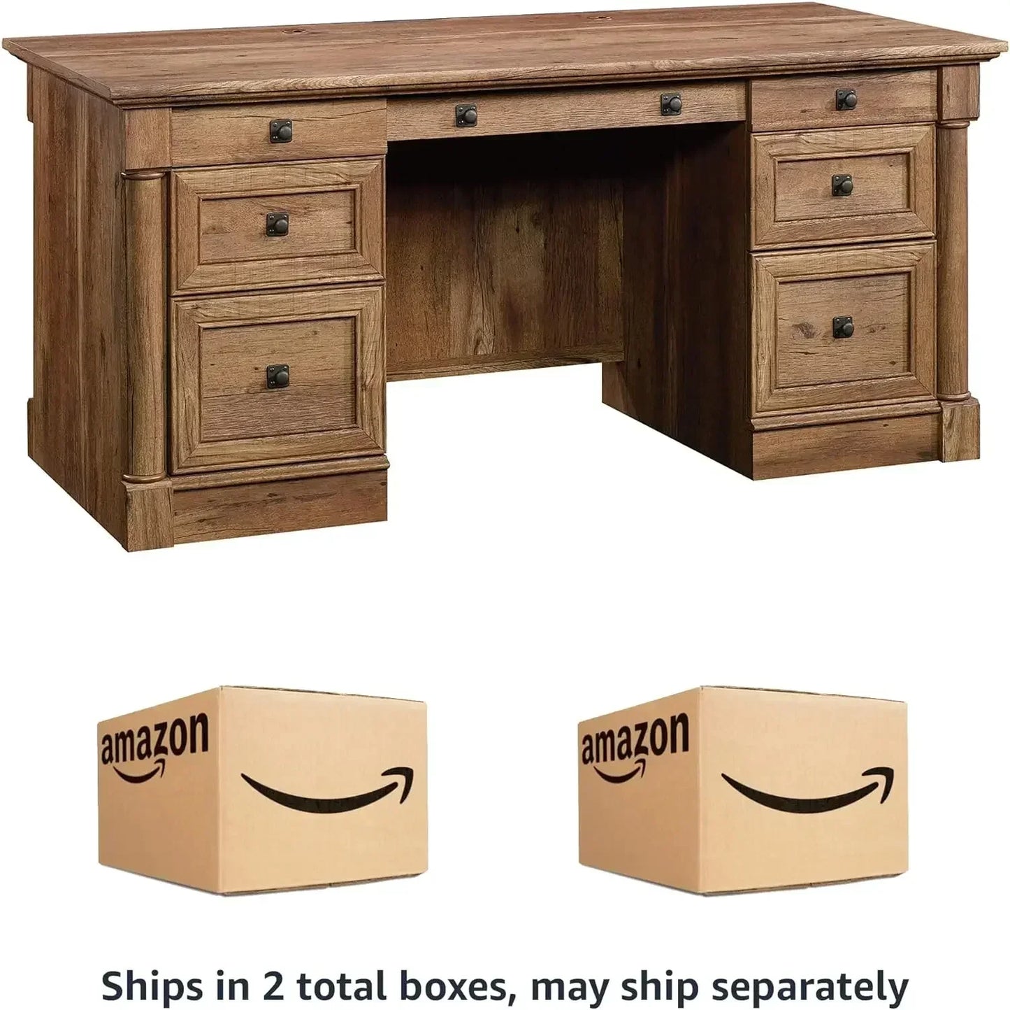 Palladia Executive Desk Engineered Wood Vintage Oak Finish