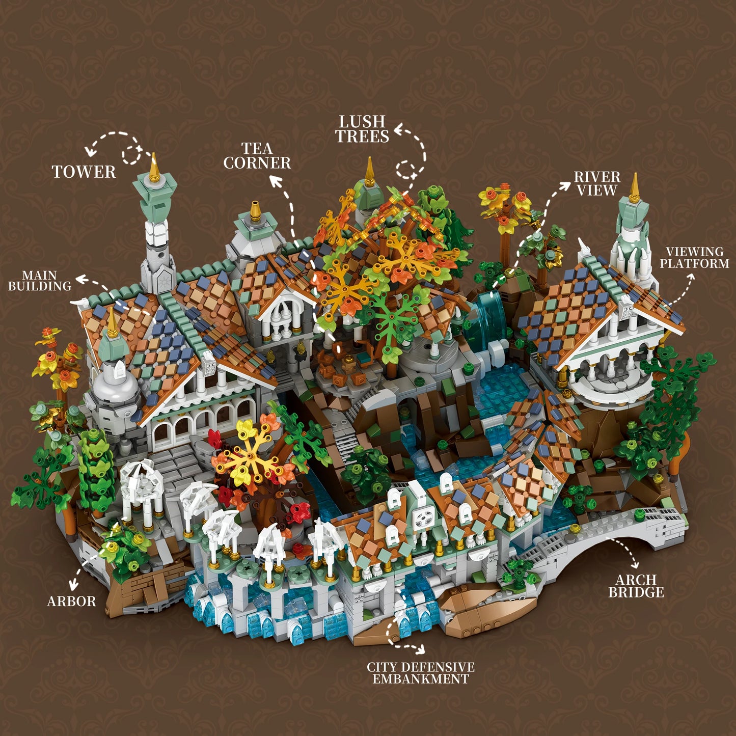 4406Pcs Rivendell Medieval Castle MOC Modular Building Blocks Lego Compatible