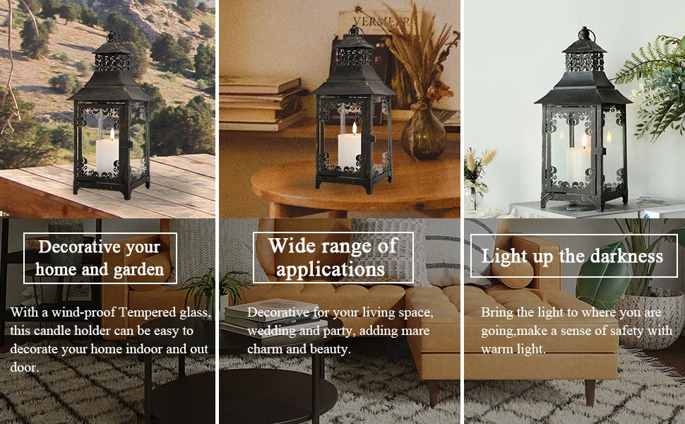 Vintage Metal Candle Holder Hanging Lantern For Outdoor Garden Lighting