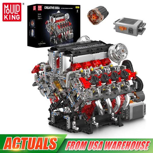 Mould King 10130 F488 Supercar V8 Engine Building Block Set Gift