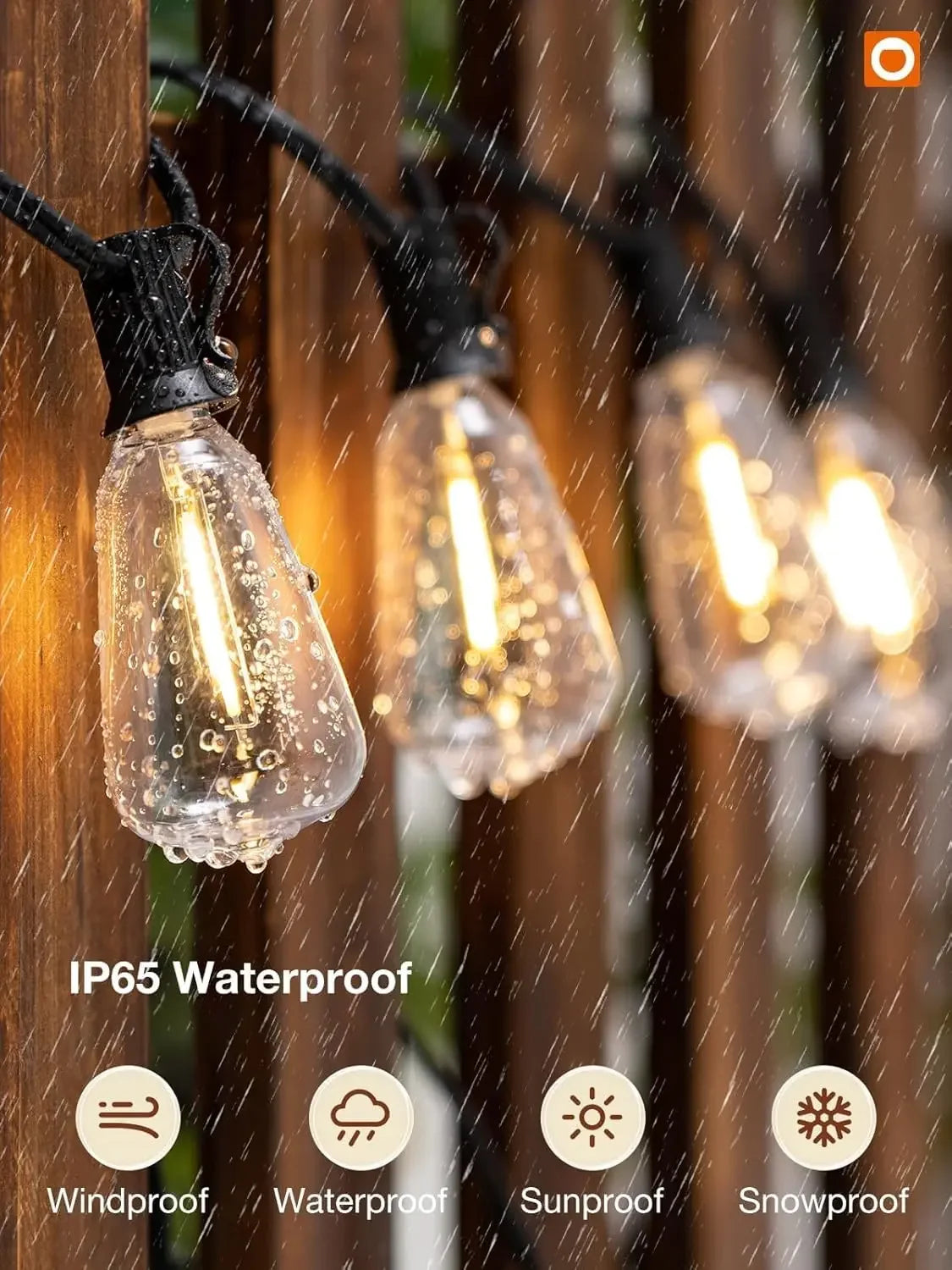 150Ft Led Outdoor String Lights Waterproof Patio Dimmable Replaceable ST38 Bulbs