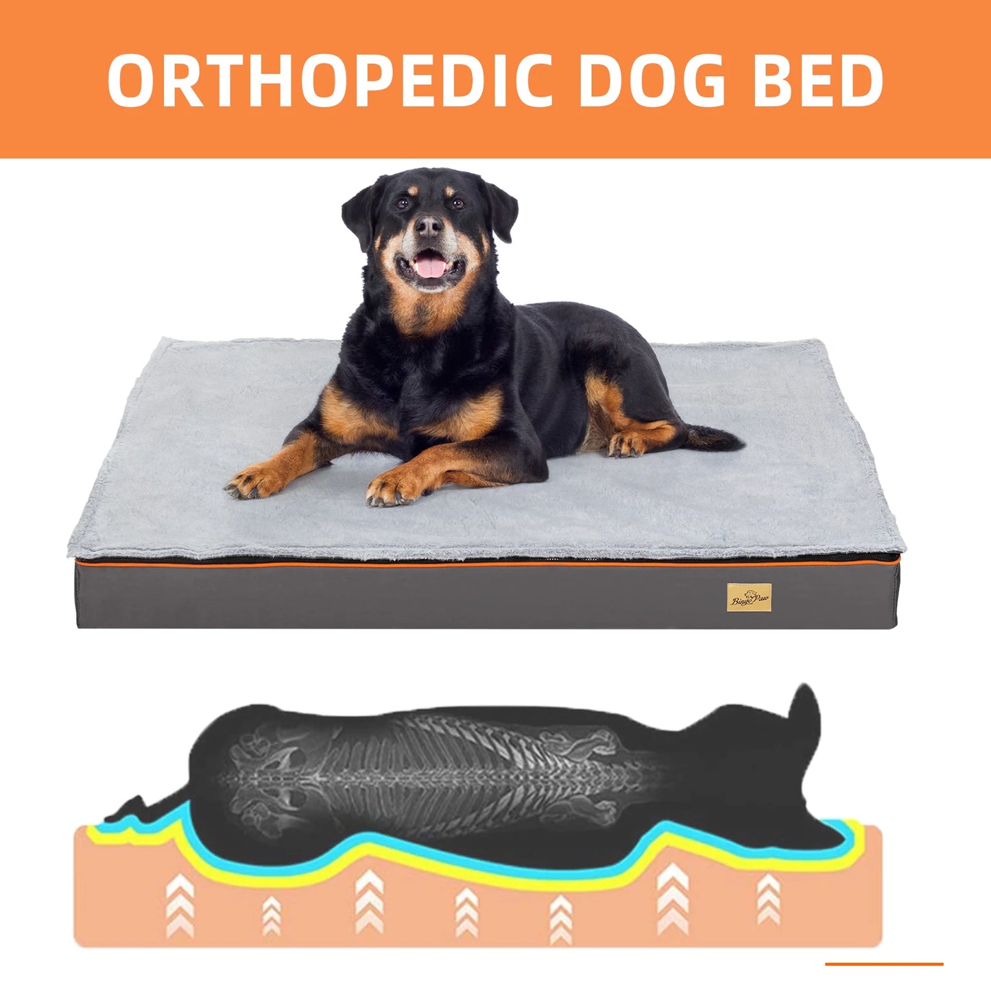 Large Orthopedic Dog Bed With Removable Washable Cover Padded Foam Cushion