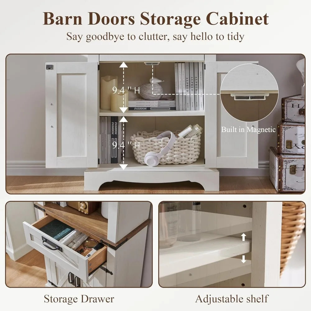 72 Inch Tall Farmhouse Style Bookshelf With Storage And Adjustable Shelves