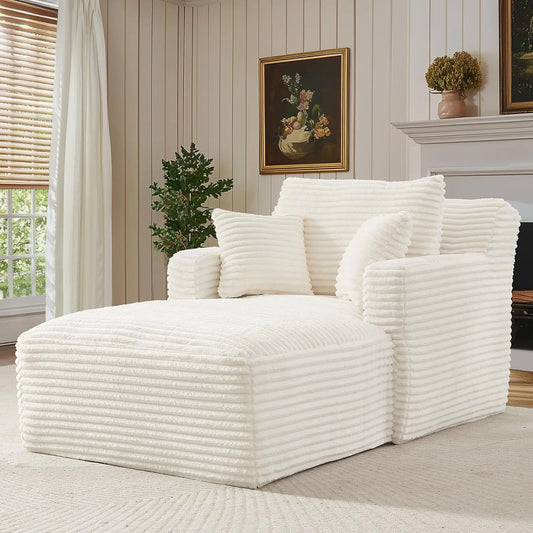 65.4 Inch Corduroy Oversized Chaise Lounge Chair Indoor Sofa Bed