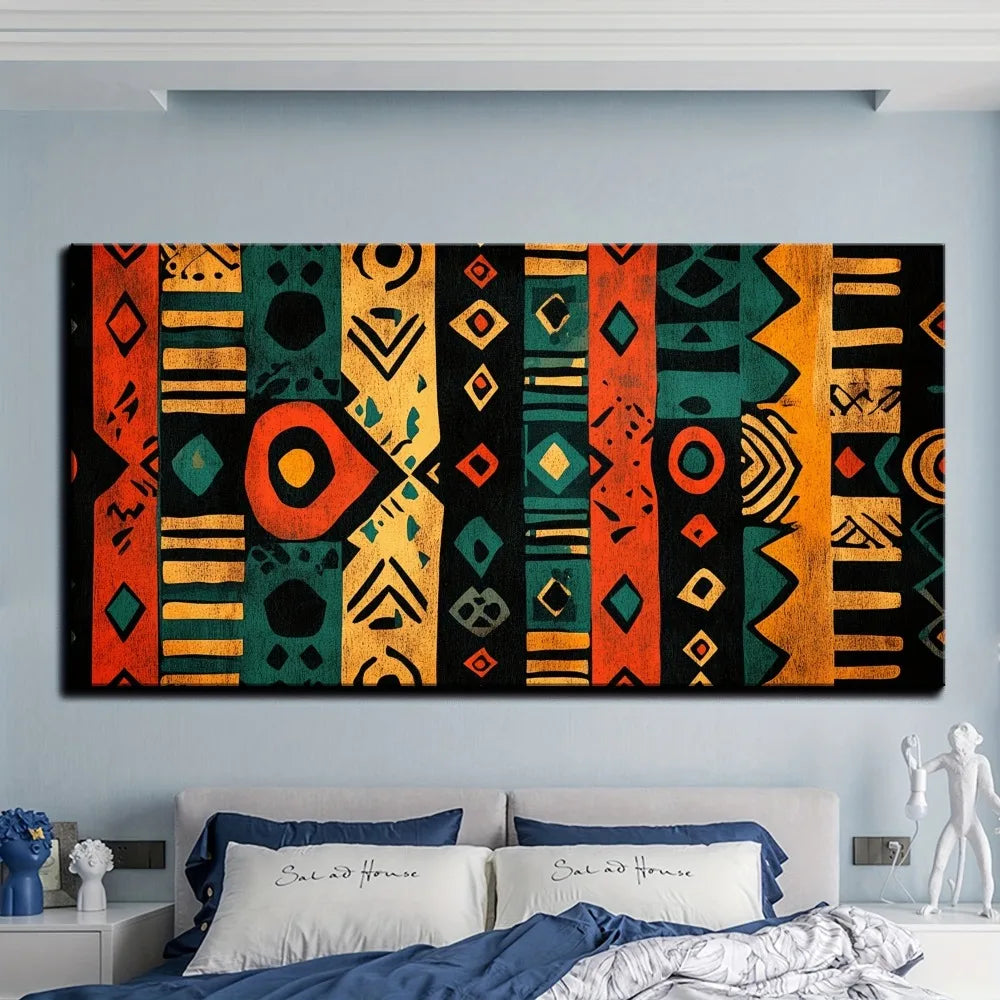 Modern Abstract African Art Canvas Painting Interior Wall Decor Pine Frame 1.5In