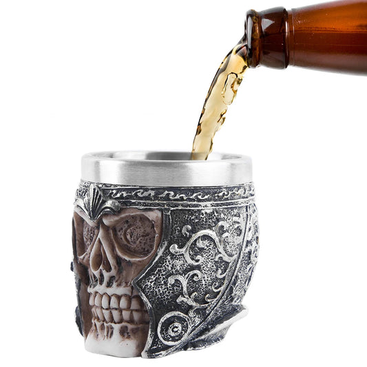 Gothic Skull Warrior Handleless Coffee Mug Heat Resistant