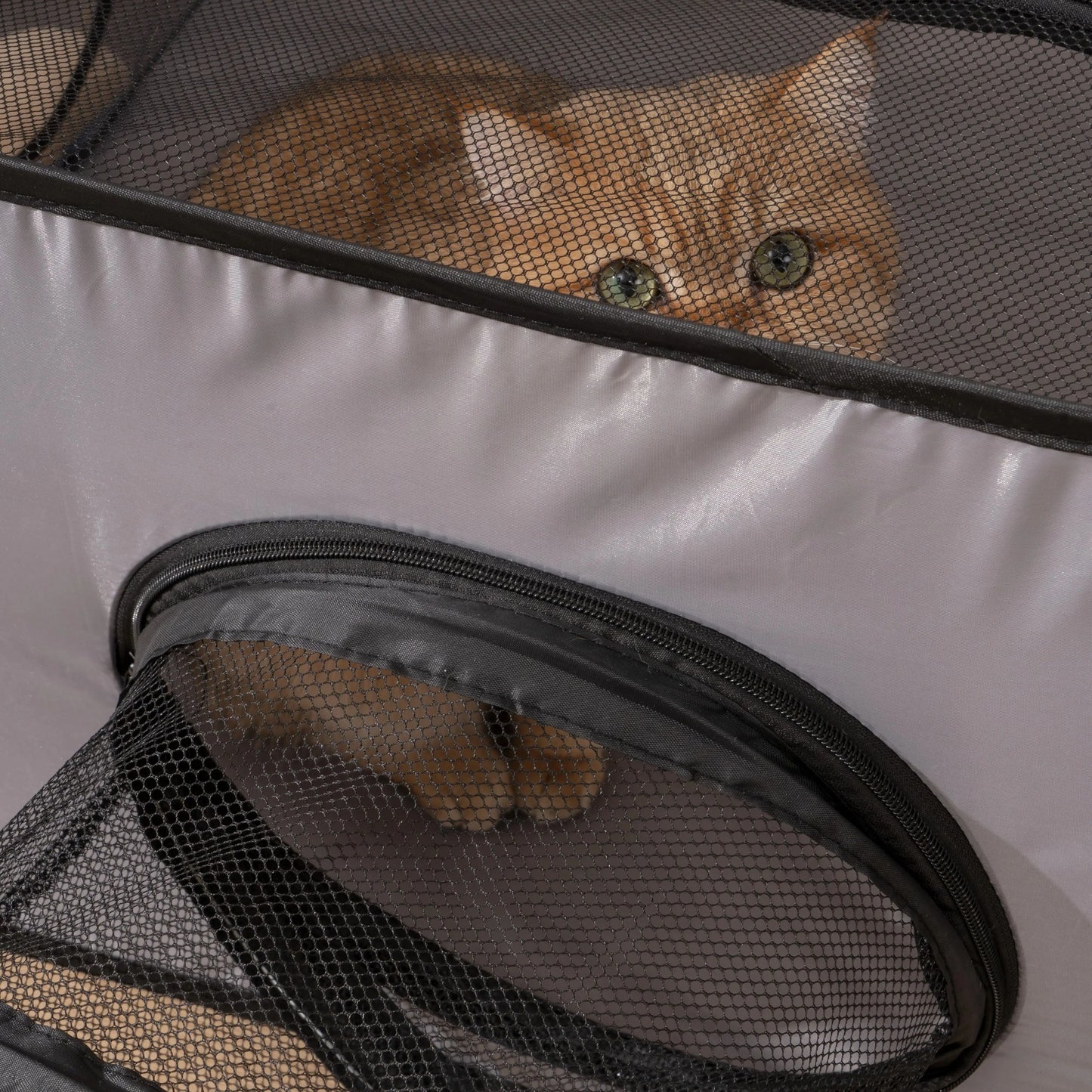 Square Gray Foldable Pet Bed Oxford Cloth Nest With Play Tunnel Cats And Dogs