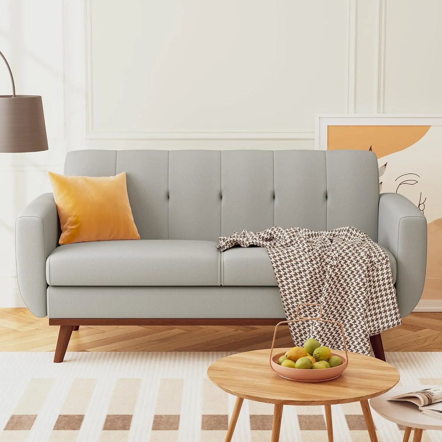 Hcore 66 Inch Loveseat Sofa Mid Century Modern Linen Living Room Couch
