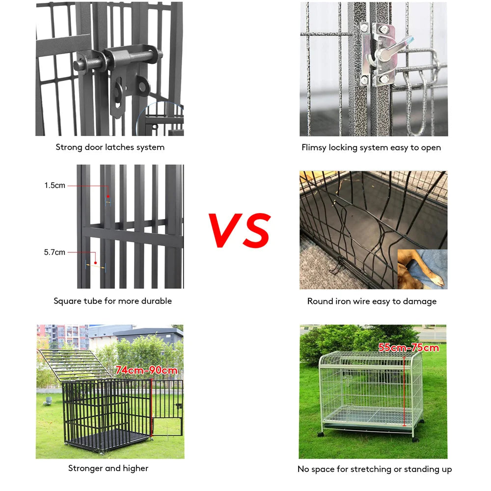 XXL Heavy Duty Dog Crate With Lockable Wheels And Tray