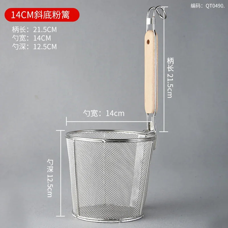 Stainless Steel Colander With Wooden Handle Mesh Strainer