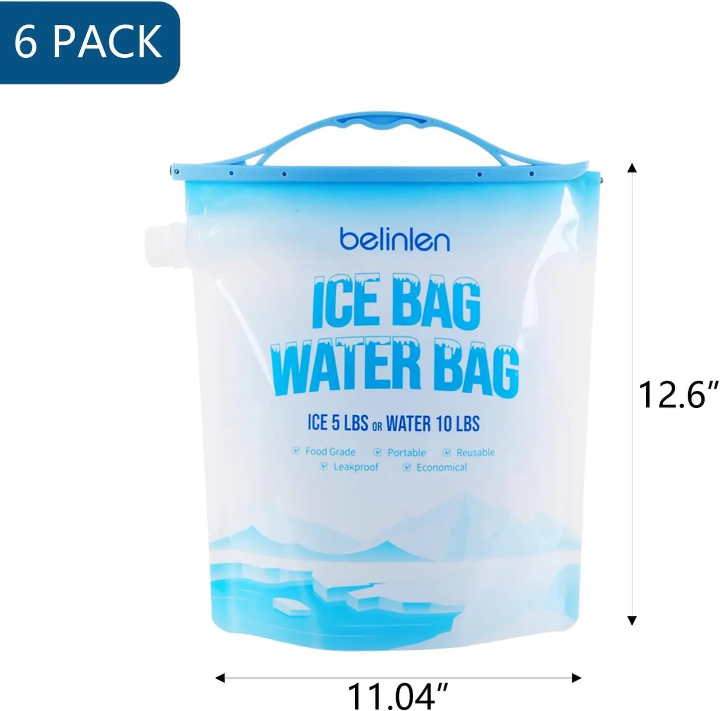 Reusable Ice Bags for Cooler 6 Pack With Sealed Sliding Handle for Camping