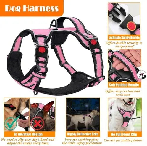 Training Kit For Dogs Lobeve No Pull Harness With Collar And Leash Set