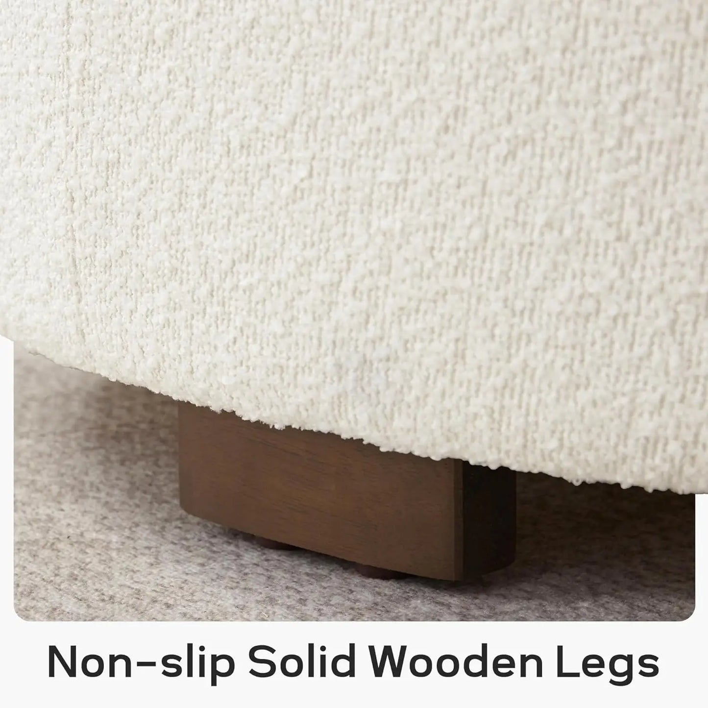 30 Inch Round Storage Ottoman Coffee Table Beige Lift Lid