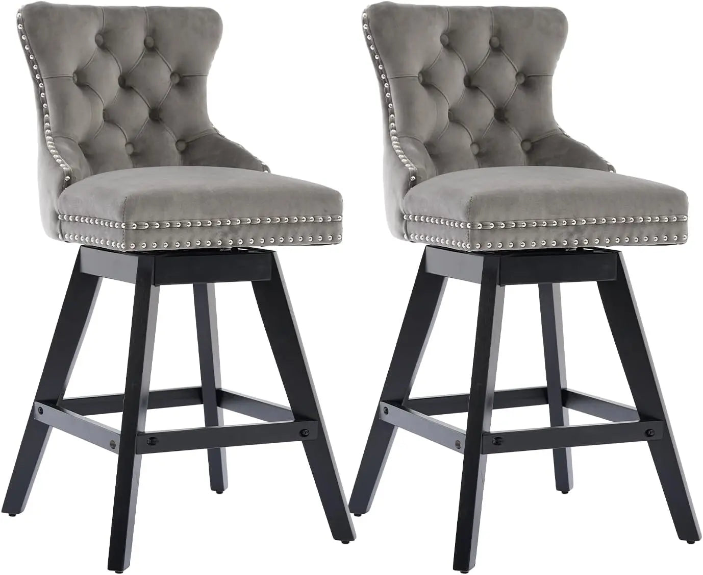 Modern Velvet Counter Height Bar Stools Set Of 2 With Back