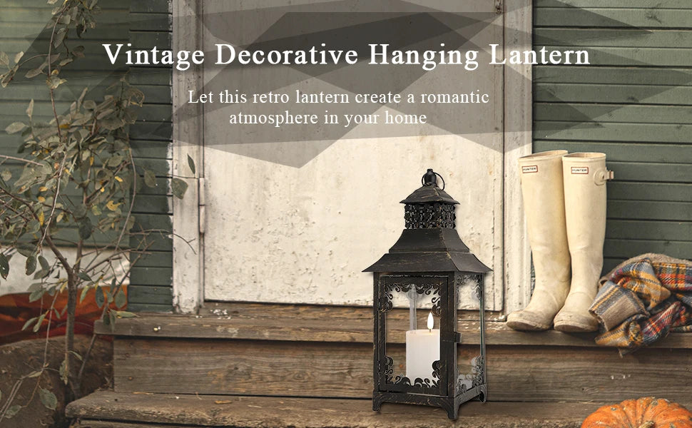 Vintage Metal Candle Holder Hanging Lantern For Outdoor Garden Lighting