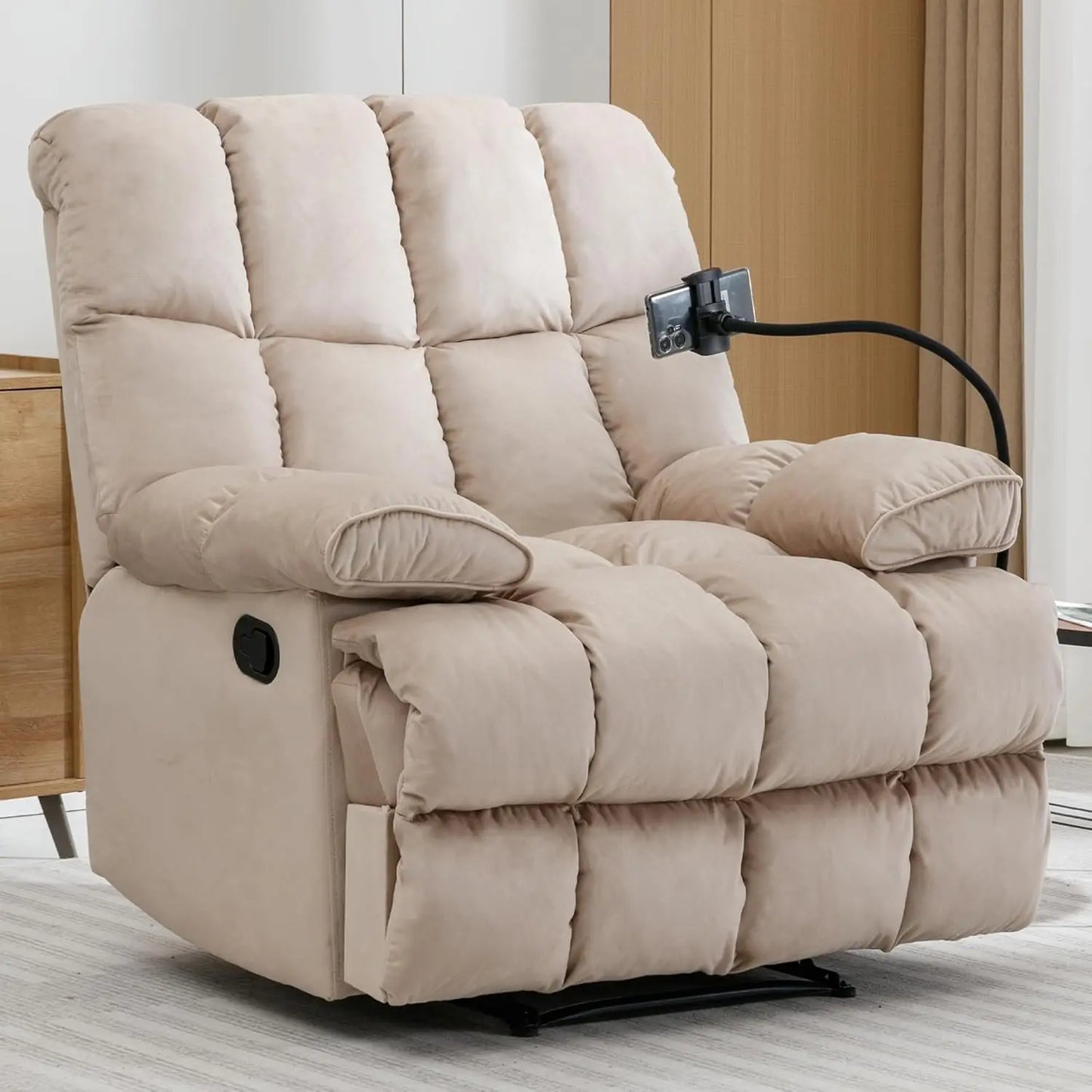 Oversized Velvet Recliner Chair For Adults 400 Lbs Extra Wide And Tall