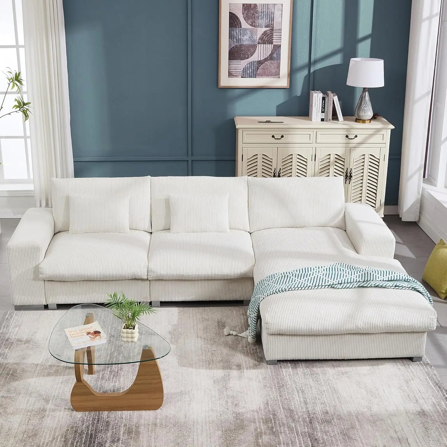 114 Inch Oversized L Shaped Modular Sectional Sofa Cloud Couch Plush Pillows