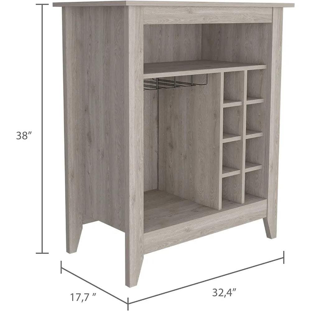 Light Gray Bar Cabinet With Six Built In Wine Racks